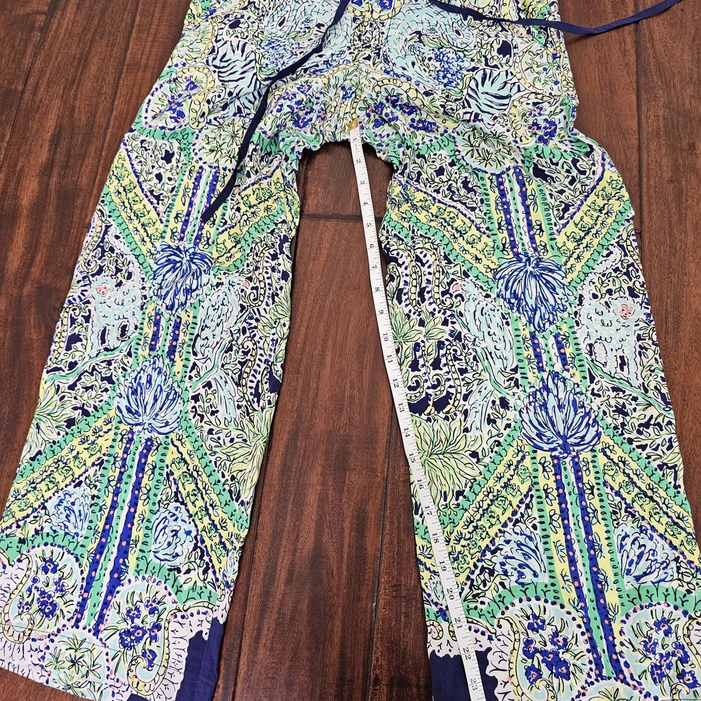 Lilly Pulitzer Phillipa Wide Leg Pants Escape Artist Print Size XS
